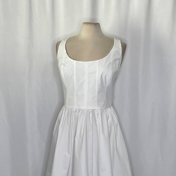 NWT!! J. CREW Fit and Flare Mini Dress White Corset Smocked Solid Preppy Size 18 - Picture 4 of 15